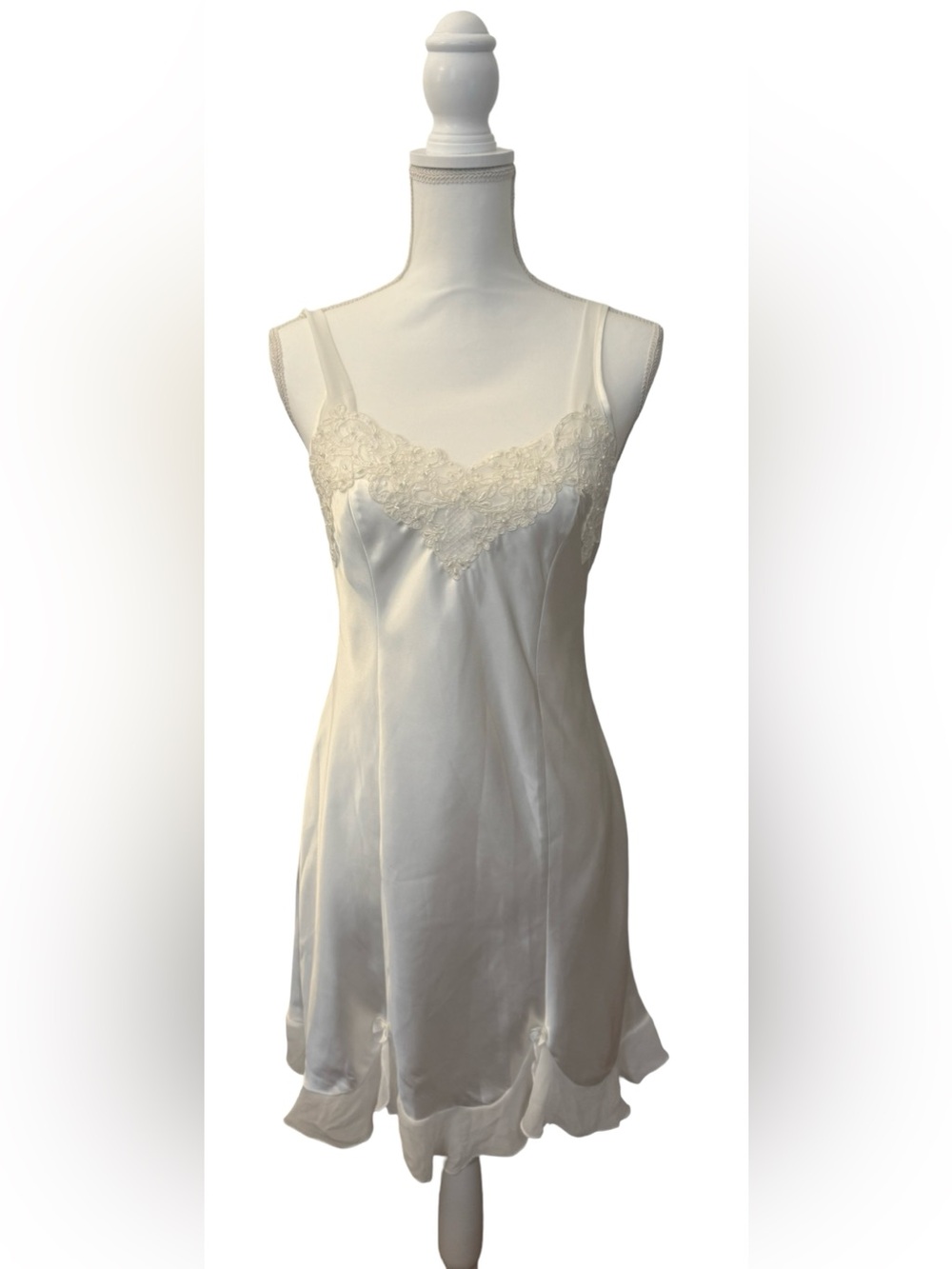 Vintage Linea Donatella Ivory Floral with Bows Chemise Slip Dress